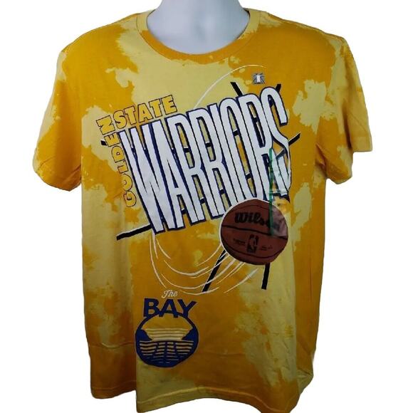 Official NWT NBA Golden State Warriors Basketball Yellow TieDye Tshirt Medium - Picture 1 of 5